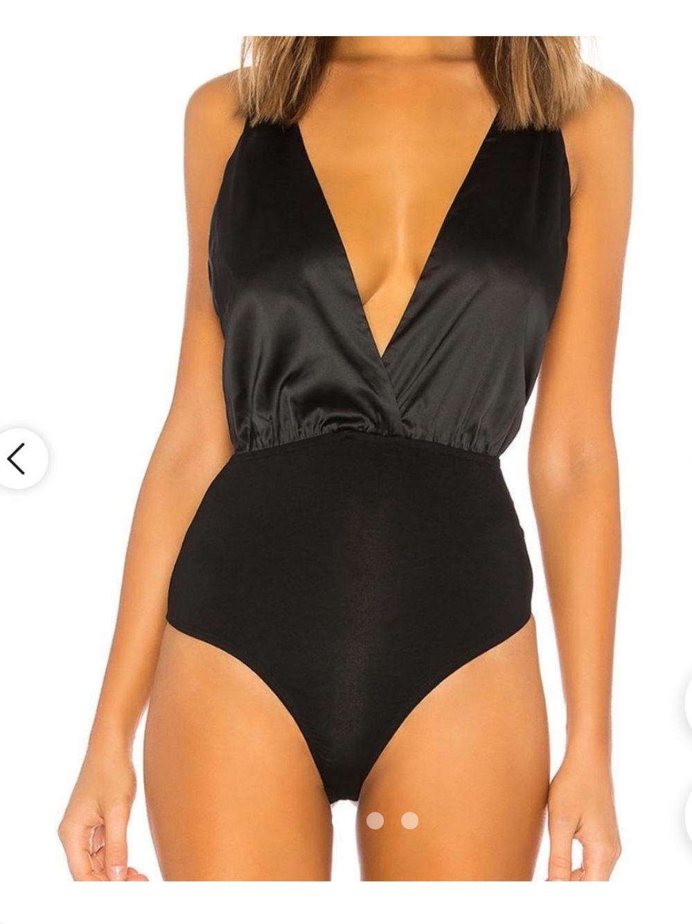 superdown Black Satin Plunge Bodysuit